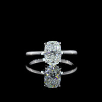 14K White Gold Hidden Halo Ring with 1.39 Carat Cushion Brilliant Lab Diamond and 0.06 Carat Accent Diamonds - 1.45 Total Carat Weight - Covaloro Fine Jewelry
