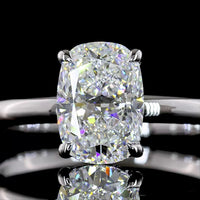 14K White Gold Hidden Halo Ring with 1.39 Carat Cushion Brilliant Lab Diamond and 0.06 Carat Accent Diamonds - 1.45 Total Carat Weight - Covaloro Fine Jewelry