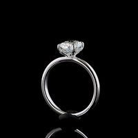 14K White Gold Hidden Halo Ring with 1.39 Carat Cushion Brilliant Lab Diamond and 0.06 Carat Accent Diamonds - 1.45 Total Carat Weight - Covaloro Fine Jewelry