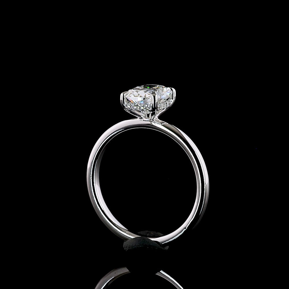 14K White Gold Hidden Halo Ring with 1.39 Carat Cushion Brilliant Lab Diamond and 0.06 Carat Accent Diamonds - 1.45 Total Carat Weight - Covaloro Fine Jewelry