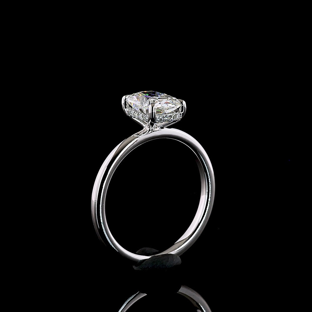 14K White Gold Hidden Halo Ring with 1.39 Carat Cushion Brilliant Lab Diamond and 0.06 Carat Accent Diamonds - 1.45 Total Carat Weight - Covaloro Fine Jewelry