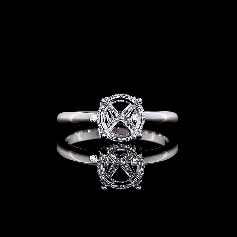 14K White Gold Hidden Halo Ring with 1.50 Carat D VVS2 Round Brilliant Lab Diamond and 0.07 Carat E VS1 Diamond Accents - 1.57 Total Carat Weight - Covaloro Fine Jewelry