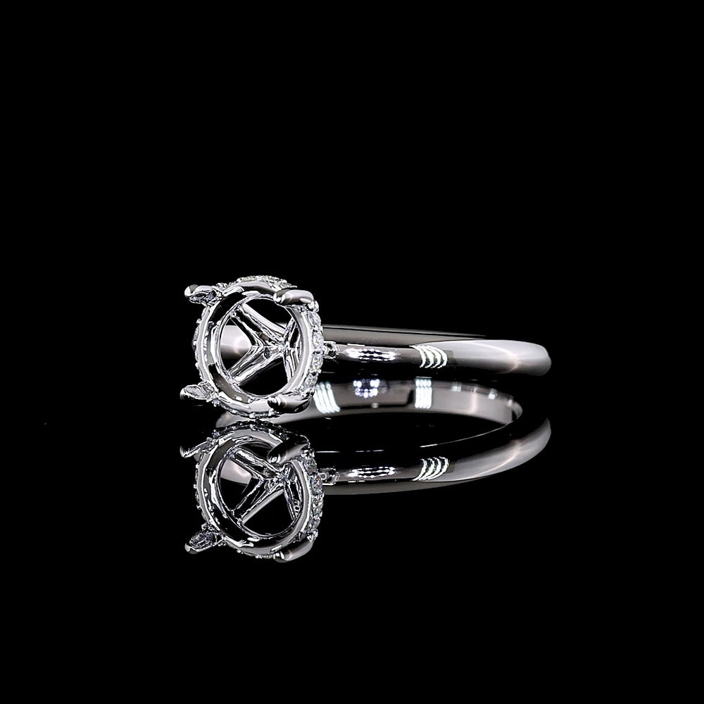 14K White Gold Hidden Halo Ring with 1.50 Carat D VVS2 Round Brilliant Lab Diamond and 0.07 Carat E VS1 Diamond Accents - 1.57 Total Carat Weight - Covaloro Fine Jewelry