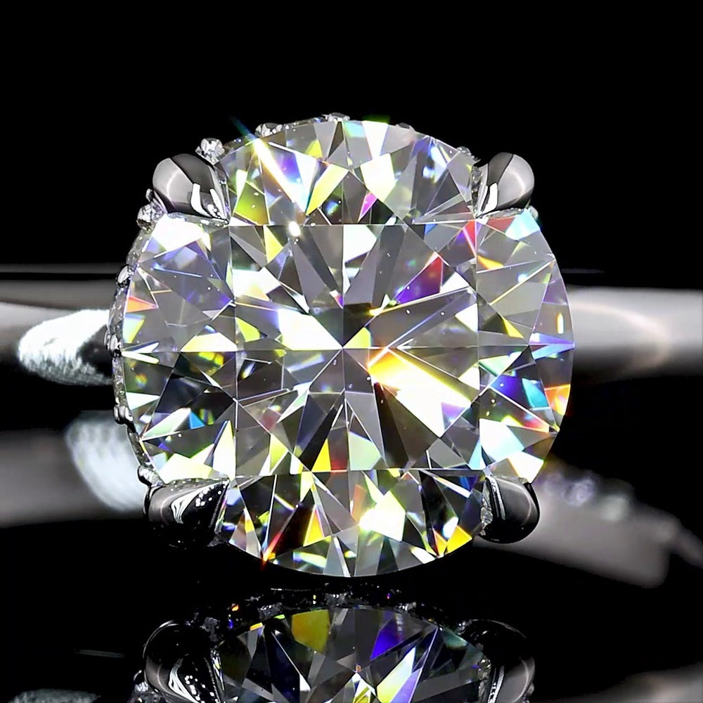 14K White Gold Hidden Halo Ring with 1.53 Carat Round Brilliant Lab Diamond (D VS1) and 0.08 Carat Diamond Accents - Total 1.61 Carats - Covaloro Fine Jewelry