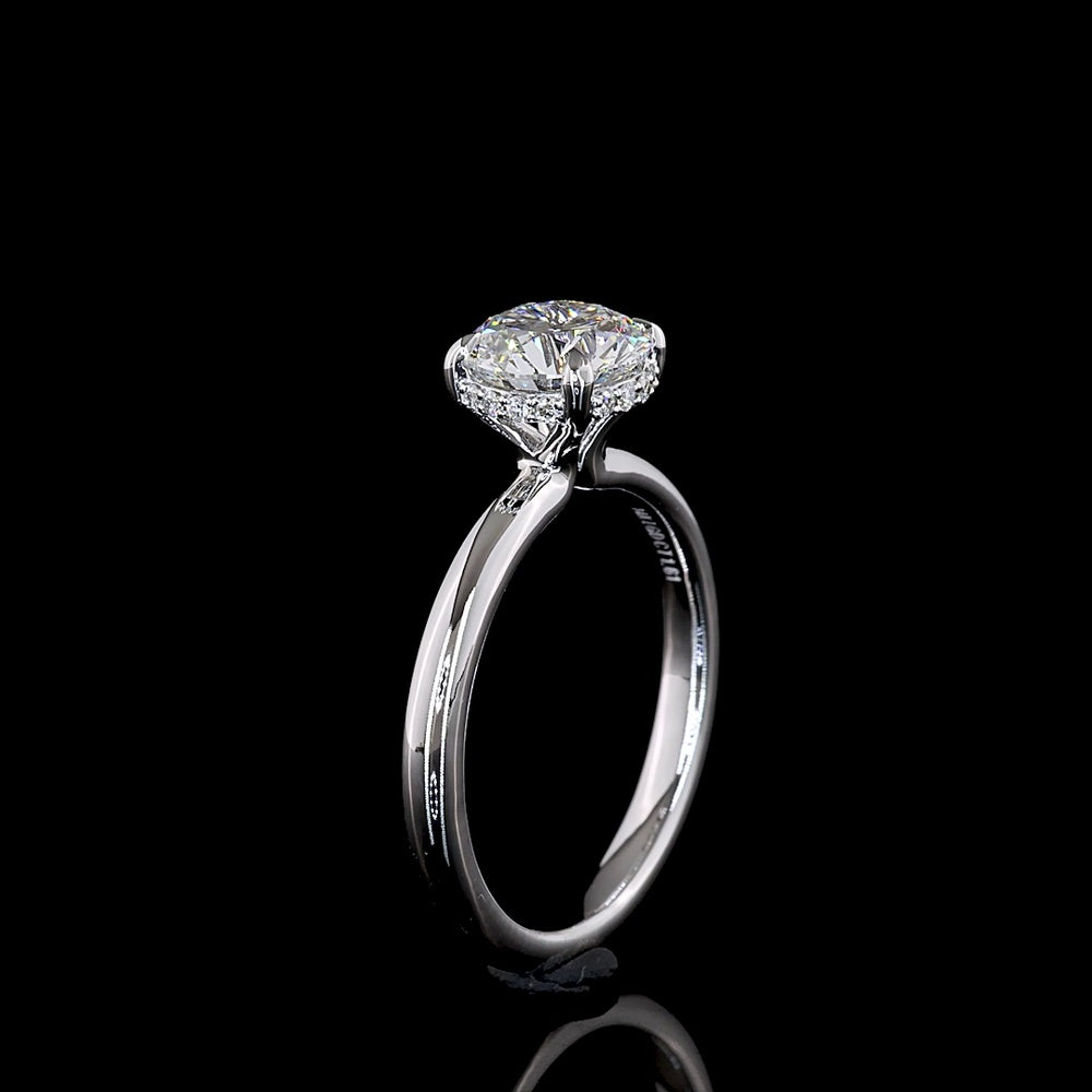 14K White Gold Hidden Halo Ring with 1.53 Carat Round Brilliant Lab Diamond (D VS1) and 0.08 Carat Diamond Accents - Total 1.61 Carats - Covaloro Fine Jewelry