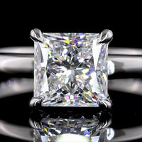 14K White Gold Hidden Halo Ring with 1.54 Carat Princess Cut Lab Diamond and 0.05 Carat Brilliant Cut Lab Diamond Accents - Total 1.59 Carats - Covaloro Fine Jewelry