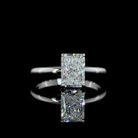 14K White Gold Hidden Halo Ring with 1.54 Carat Radiant Cut Lab Diamond and 0.08 Carat Brilliant Cut Diamond Accents - Total 1.62 Carat - Covaloro Fine Jewelry