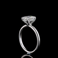 14K White Gold Hidden Halo Ring with 1.55 Carat Emerald Cut Lab Diamond and 0.08 Carat Brilliant Cut Accent Diamonds - Total 1.63 Carats - Covaloro Fine Jewelry