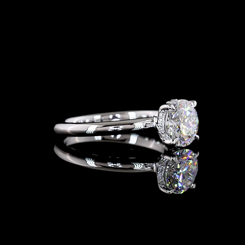 14K White Gold Hidden Halo Ring with 1.63 Carat Round Brilliant Lab Diamond (D VVS2) - IGI Certified - Covaloro Fine Jewelry
