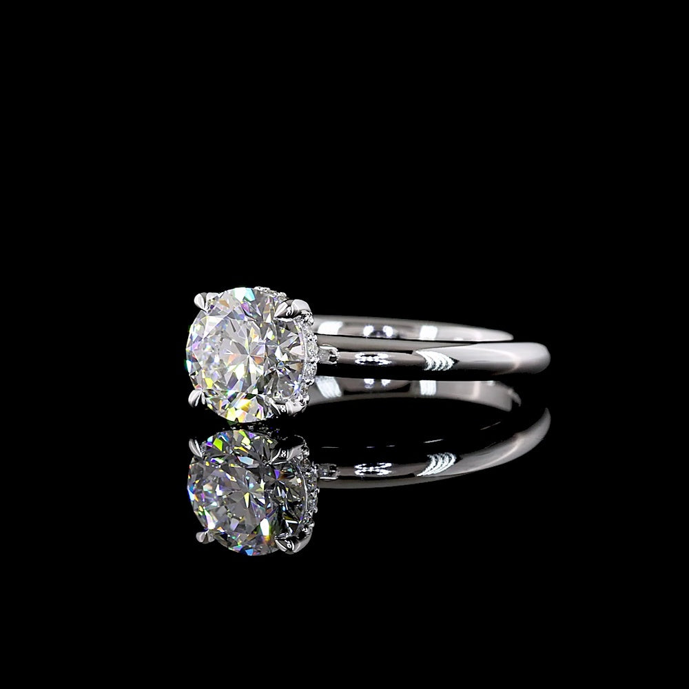 14K White Gold Hidden Halo Ring with 1.63 Carat Round Brilliant Lab Diamond (D VVS2) - IGI Certified - Covaloro Fine Jewelry