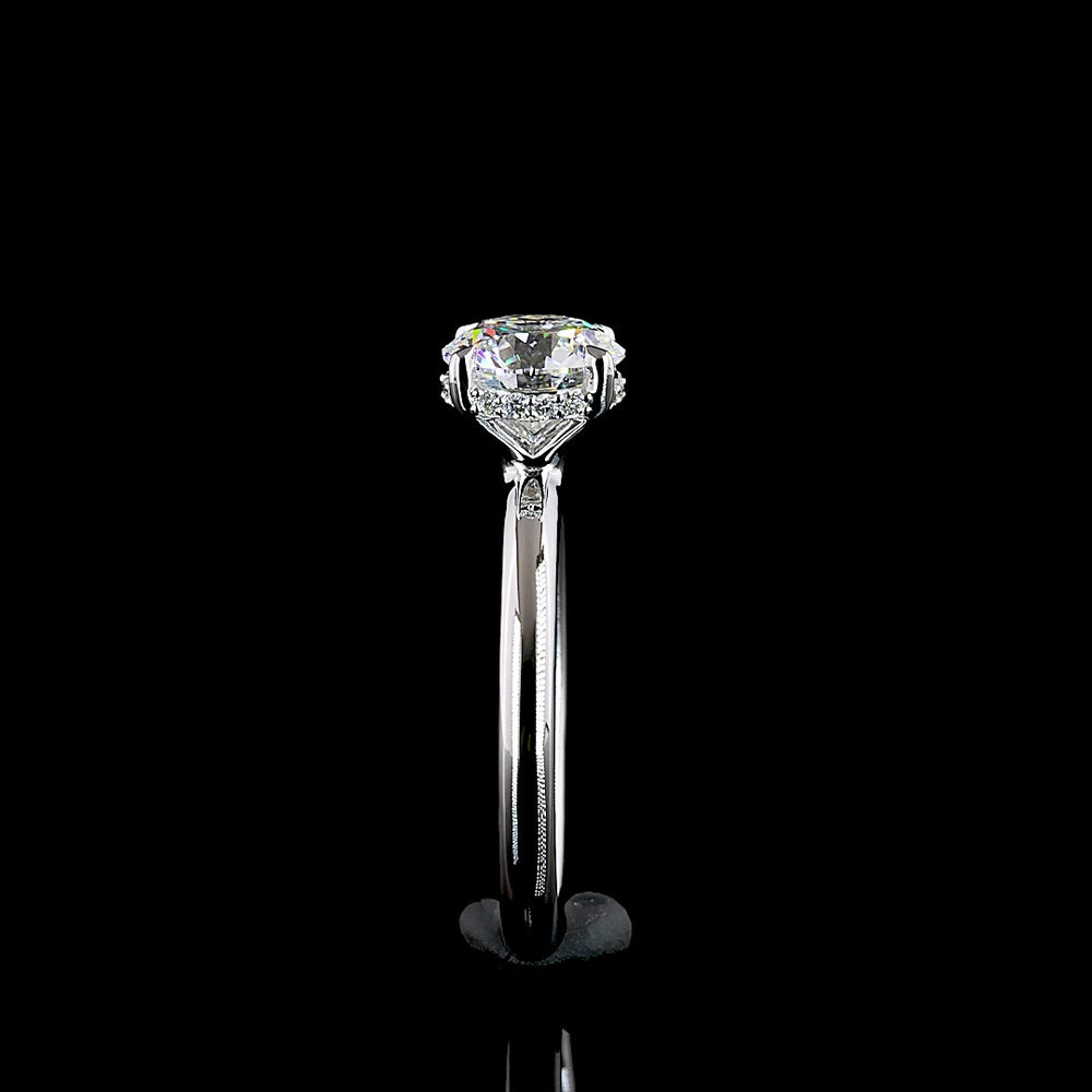 14K White Gold Hidden Halo Ring with 1.63 Carat Round Brilliant Lab Diamond (D VVS2) - IGI Certified - Covaloro Fine Jewelry