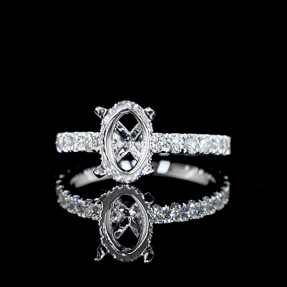 14K White Gold Hidden Halo Ring with 2.00 Carat Oval Cut Lab Diamond and 0.78 Carat Accent Diamonds - 2.78 Carat Total Diamond Weight (GIA Certified, E VVS2) - Covaloro Fine Jewelry