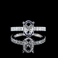 14K White Gold Hidden Halo Ring with 2.00 Carat Oval Cut Lab Diamond and 0.78 Carat Accent Diamonds - 2.78 Carat Total Diamond Weight (GIA Certified, E VVS2) - Covaloro Fine Jewelry