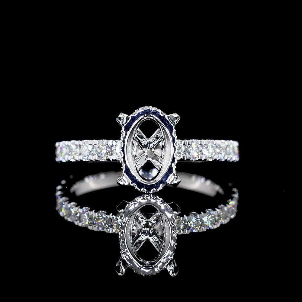 14K White Gold Hidden Halo Ring with 2.00 Carat Oval Cut Lab Diamond and 0.78 Carat Accent Diamonds - 2.78 Carat Total Diamond Weight (GIA Certified, E VVS2) - Covaloro Fine Jewelry