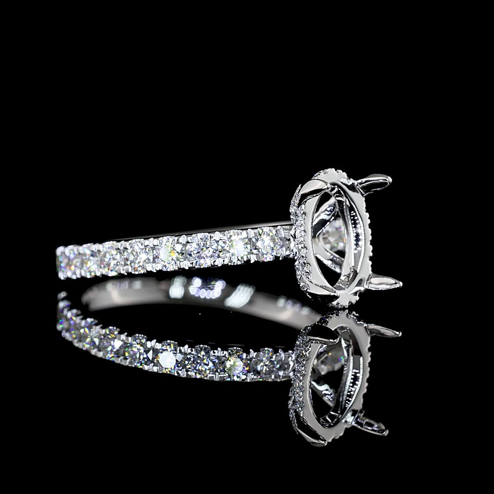 14K White Gold Hidden Halo Ring with 2.00 Carat Oval Cut Lab Diamond and 0.78 Carat Accent Diamonds - 2.78 Carat Total Diamond Weight (GIA Certified, E VVS2) - Covaloro Fine Jewelry