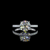 14K White Gold Hidden Halo Ring with 2.01 Carat Round Brilliant Lab Diamond and Diamond Accents - 2.30 Total Carat Weight - Covaloro Fine Jewelry