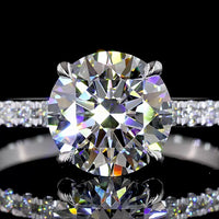 14K White Gold Hidden Halo Ring with 2.01 Carat Round Brilliant Lab Diamond and Diamond Accents - 2.30 Total Carat Weight - Covaloro Fine Jewelry