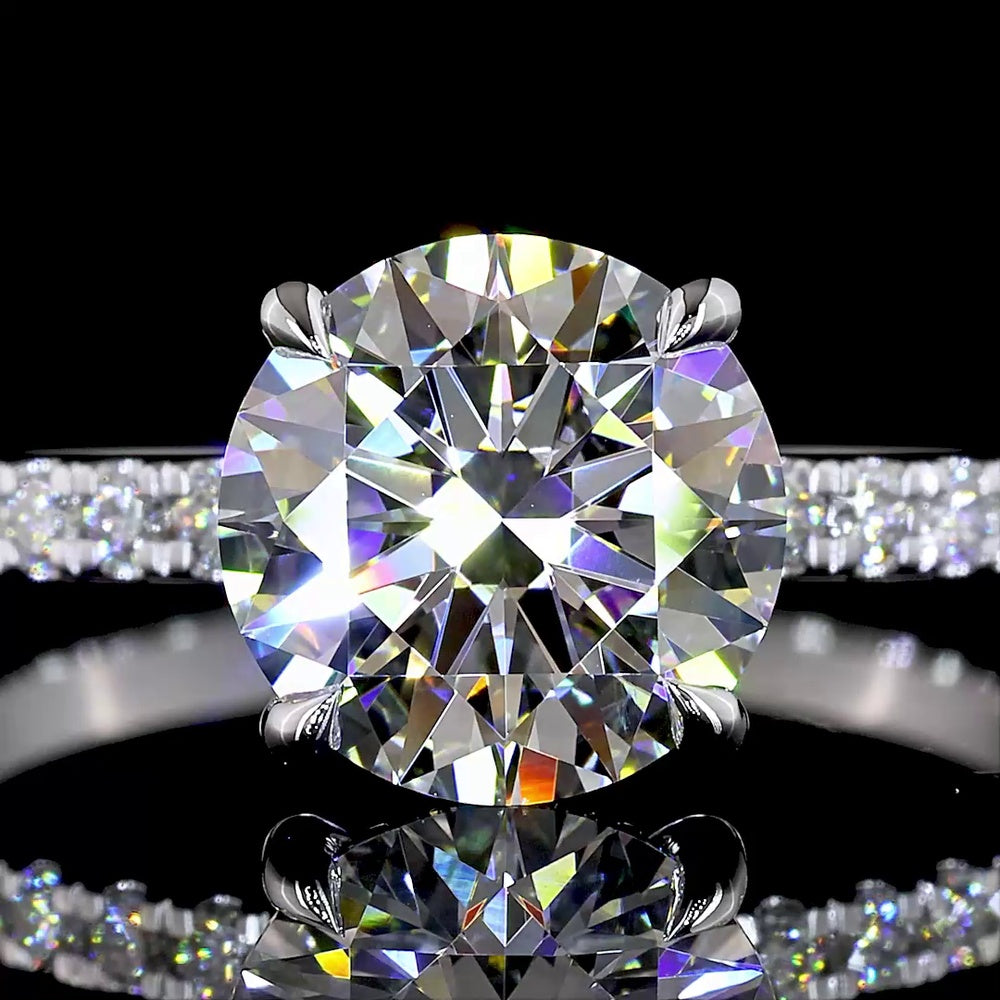 14K White Gold Hidden Halo Ring with 2.01 Carat Round Brilliant Lab Diamond and Diamond Accents - 2.30 Total Carat Weight - Covaloro Fine Jewelry