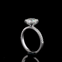 14K White Gold Hidden Halo Ring with 2.01 Carat Round Brilliant Lab Diamond and Diamond Accents - 2.30 Total Carat Weight - Covaloro Fine Jewelry
