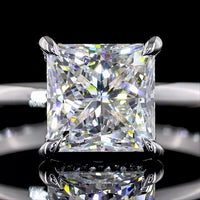 14K White Gold Hidden Halo Ring with 2.03 Carat Princess Cut Lab Diamond and 0.10 Carat Brilliant Cut Accents - IGI Certified D VVS1 - Covaloro Fine Jewelry