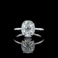 14K White Gold Hidden Halo Ring with 2.04 Carat Cushion Brilliant Lab Diamond and 0.14 Carat Round Diamond Accents - 2.18 Carat Total Weight - Covaloro Fine Jewelry