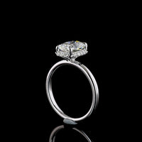 14K White Gold Hidden Halo Ring with 2.04 Carat Cushion Brilliant Lab Diamond and 0.14 Carat Round Diamond Accents - 2.18 Carat Total Weight - Covaloro Fine Jewelry