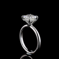 14K White Gold Hidden Halo Ring with 2.04 Carat Princess Cut Lab Diamond and 0.09 Carat Brilliant Cut Diamond Halo - 2.13 Carat Total Weight IGI Certified - Covaloro Fine Jewelry