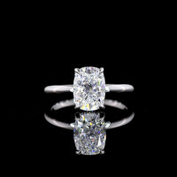 14K White Gold Hidden Halo Ring with 2.09 Carat Cushion Brilliant Lab Diamond and 0.07 Carat Round Diamond Accents - Total 2.16 Carats, IGI E-F VS1 - Covaloro Fine Jewelry