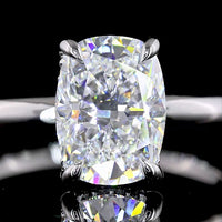14K White Gold Hidden Halo Ring with 2.09 Carat Cushion Brilliant Lab Diamond and 0.07 Carat Round Diamond Accents - Total 2.16 Carats, IGI E-F VS1 - Covaloro Fine Jewelry