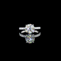 14K White Gold Hidden Halo Ring with 2.13-Carat Round Brilliant Lab Diamond and 0.34 Carat Accent Diamonds - 2.47 Carat Total Diamond Weight - Covaloro Fine Jewelry