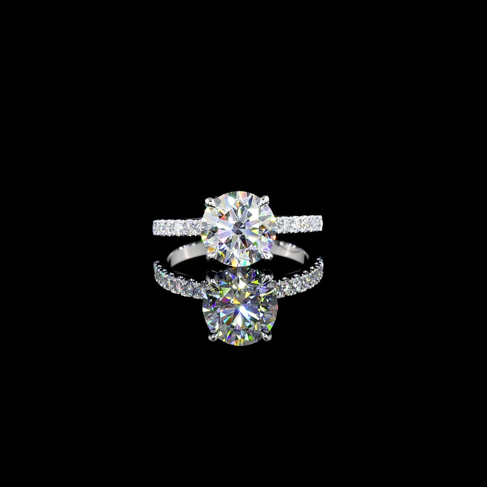 14K White Gold Hidden Halo Ring with 2.13-Carat Round Brilliant Lab Diamond and 0.34 Carat Accent Diamonds - 2.47 Carat Total Diamond Weight - Covaloro Fine Jewelry