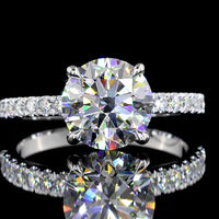 14K White Gold Hidden Halo Ring with 2.13-Carat Round Brilliant Lab Diamond and 0.34 Carat Accent Diamonds - 2.47 Carat Total Diamond Weight - Covaloro Fine Jewelry