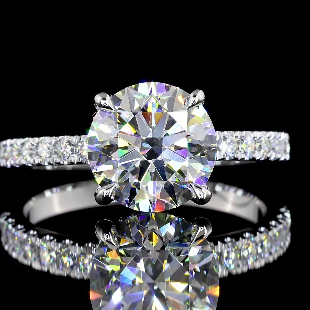 14K White Gold Hidden Halo Ring with 2.13-Carat Round Brilliant Lab Diamond and 0.34 Carat Accent Diamonds - 2.47 Carat Total Diamond Weight - Covaloro Fine Jewelry