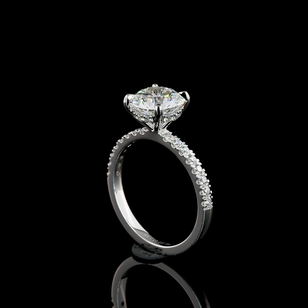14K White Gold Hidden Halo Ring with 2.13-Carat Round Brilliant Lab Diamond and 0.34 Carat Accent Diamonds - 2.47 Carat Total Diamond Weight - Covaloro Fine Jewelry
