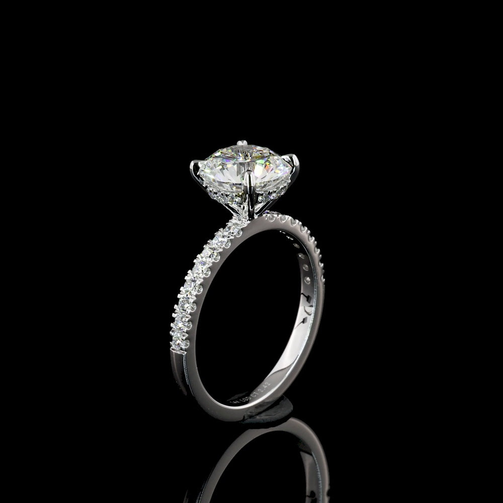 14K White Gold Hidden Halo Ring with 2.13-Carat Round Brilliant Lab Diamond and 0.34 Carat Accent Diamonds - 2.47 Carat Total Diamond Weight - Covaloro Fine Jewelry