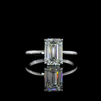 14K White Gold Hidden Halo Ring with 2.17 Carat Emerald Cut Lab Diamond and 0.08 Carat Brilliant Diamond Accents - 2.25 Total Carat Weight - Covaloro Fine Jewelry