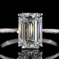 14K White Gold Hidden Halo Ring with 2.17 Carat Emerald Cut Lab Diamond and 0.08 Carat Brilliant Diamond Accents - 2.25 Total Carat Weight - Covaloro Fine Jewelry