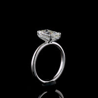 14K White Gold Hidden Halo Ring with 2.17 Carat Emerald Cut Lab Diamond and 0.08 Carat Brilliant Diamond Accents - 2.25 Total Carat Weight - Covaloro Fine Jewelry