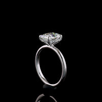 14K White Gold Hidden Halo Ring with 2.20 Carat Cushion Brilliant Cut Lab Diamond and 0.07 Carat Accent Lab Diamonds - D VS1 IGI Certified - 2.27 Carat Total Weight - Covaloro Fine Jewelry
