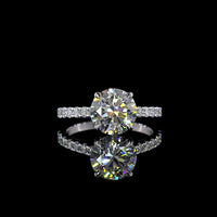 14K White Gold Hidden Halo Ring with 2.53 Carat Round Brilliant Cut Lab Diamond and Accent Diamonds - 3.00 Carat Total Weight - Covaloro Fine Jewelry