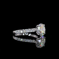 14K White Gold Hidden Halo Ring with 2.53 Carat Round Brilliant Cut Lab Diamond and Accent Diamonds - 3.00 Carat Total Weight - Covaloro Fine Jewelry