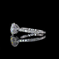 14K White Gold Hidden Halo Ring with 2.53 Carat Round Brilliant Cut Lab Diamond and Accent Diamonds - 3.00 Carat Total Weight - Covaloro Fine Jewelry