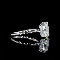 14K White Gold Hidden Halo Ring with 2.67 Carat Cushion Brilliant Lab Diamond and 0.08 Carat Accent Diamonds - IGI Certified D VVS2 - Covaloro Fine Jewelry