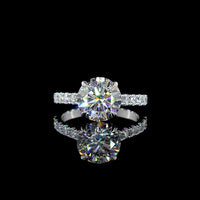 14K White Gold Hidden Halo Ring with 3.01 Carat Round Brilliant Lab Diamond Center and 0.70 Carat Accent Lab Diamonds - 3.71 Total Carat Weight, IGI Certified E VVS2 - Covaloro Fine Jewelry
