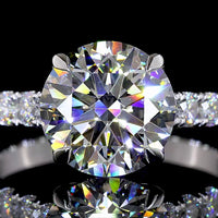 14K White Gold Hidden Halo Ring with 3.01 Carat Round Brilliant Lab Diamond Center and 0.70 Carat Accent Lab Diamonds - 3.71 Total Carat Weight, IGI Certified E VVS2 - Covaloro Fine Jewelry