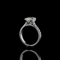 14K White Gold Hidden Halo Ring with 3.05 Carat Oval Cut Lab Diamond and 0.69 Carat Accent Lab Diamonds - Total 3.74 Carats, IGI Certified E VS1 - Covaloro Fine Jewelry