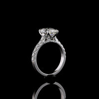 14K White Gold Hidden Halo Ring with 3.05 Carat Oval Cut Lab Diamond and 0.69 Carat Accent Lab Diamonds - Total 3.74 Carats, IGI Certified E VS1 - Covaloro Fine Jewelry