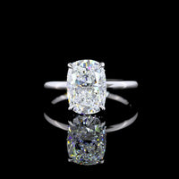 14K White Gold Hidden Halo Ring with 3.10 Carat Cushion Brilliant Lab Diamond and 0.09 Carat Accent Diamonds - IGI Certified - Covaloro Fine Jewelry