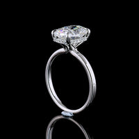 14K White Gold Hidden Halo Ring with 3.10 Carat Cushion Brilliant Lab Diamond and 0.09 Carat Accent Diamonds - IGI Certified - Covaloro Fine Jewelry