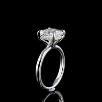 14K White Gold Hidden Halo Ring with 3.10 Carat Princess Cut Lab Diamond and 0.10 Carat Brilliant Cut Lab Diamond Accents - 3.20 Carat Total Diamond Weight - Covaloro Fine Jewelry